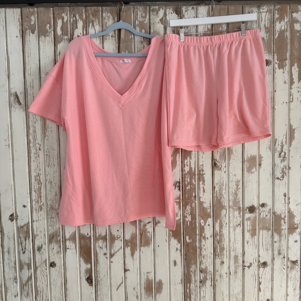 Pink Women's Lounge Set, Peachy Pink, 2X - Picture 2 of 15